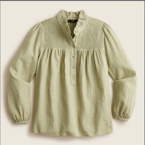 J. Crew Long Sleeve Soft Gauze Garden Top in Faded Pistachio Green Size XL | NWT